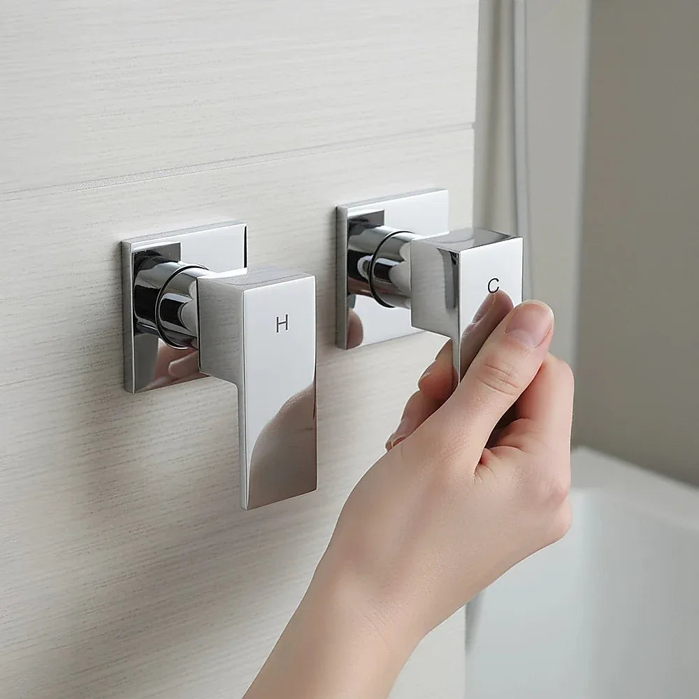 Bathroom Shower Bath Hot and Cold Square Mixer WATERMARK Certified in Chrome - Mekamart Australia