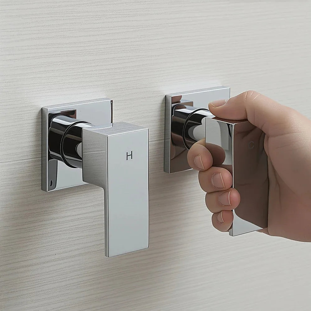 Bathroom Shower Bath Hot and Cold Square Mixer WATERMARK Certified in Chrome - Mekamart Australia