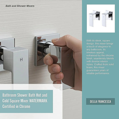 Bathroom Shower Bath Hot and Cold Square Mixer WATERMARK Certified in Chrome - Mekamart Australia