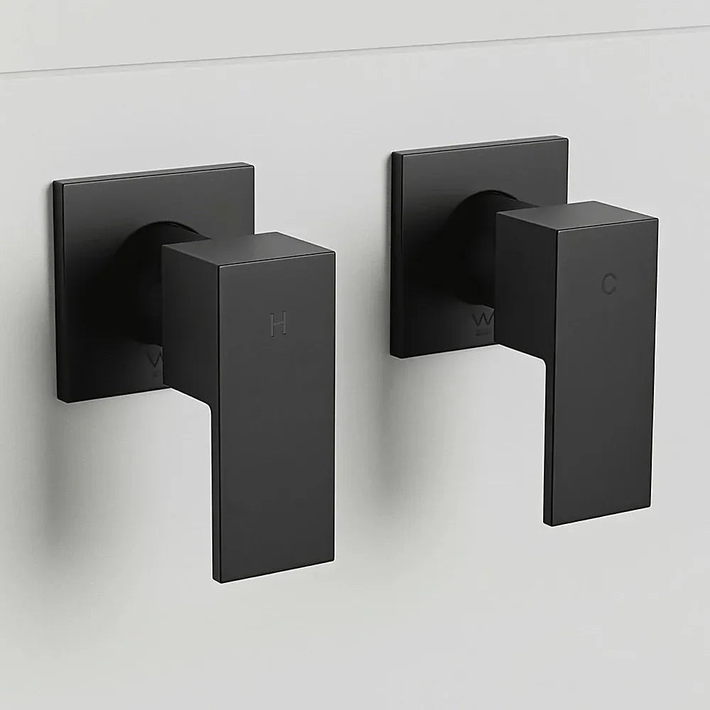 Bathroom Shower Bath Hot and Cold Square Mixer WATERMARK Certified in Black - Mekamart Australia