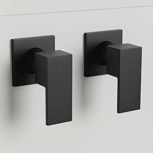 Bathroom Shower Bath Hot and Cold Square Mixer WATERMARK Certified in Black - Mekamart Australia