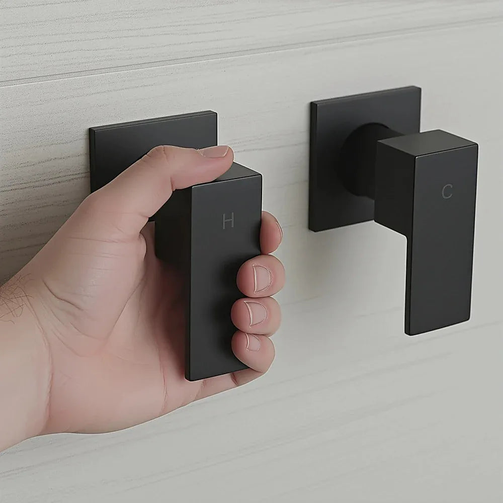 Bathroom Shower Bath Hot and Cold Square Mixer WATERMARK Certified in Black - Mekamart Australia