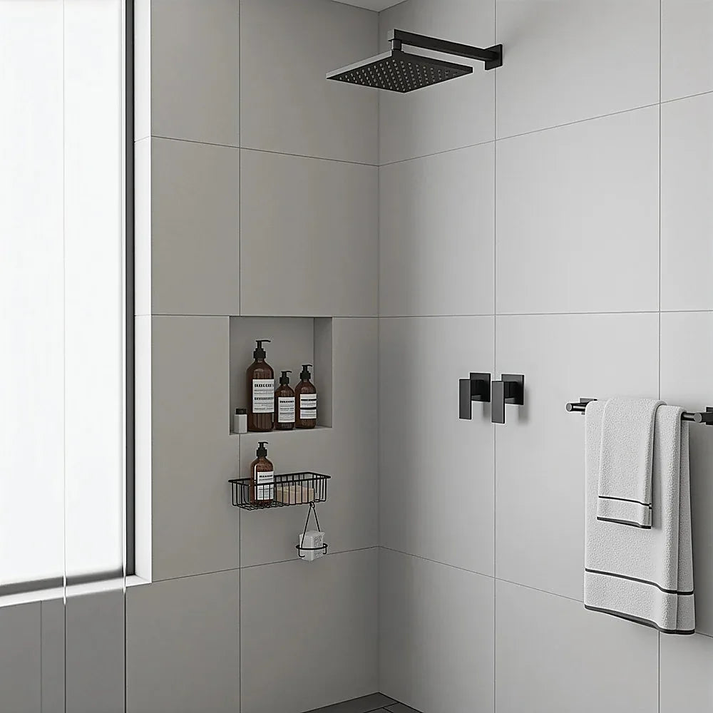 Bathroom Shower Bath Hot and Cold Square Mixer WATERMARK Certified in Black - Mekamart Australia