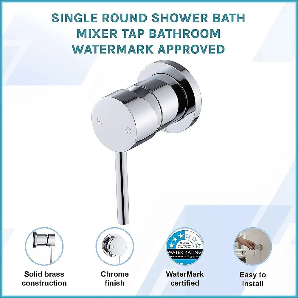 Single Round Shower Bath Mixer Tap Bathroom WATERMARK Approved - Mekamart Australia