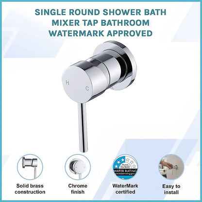 Single Round Shower Bath Mixer Tap Bathroom WATERMARK Approved - Mekamart Australia