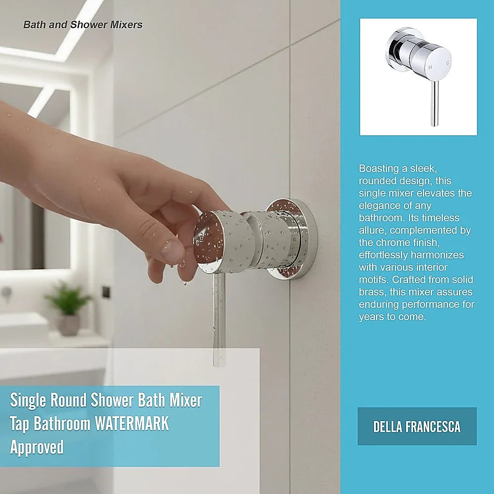 Single Round Shower Bath Mixer Tap Bathroom WATERMARK Approved - Mekamart Australia