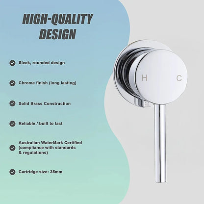 Single Round Shower Bath Mixer Tap Bathroom WATERMARK Approved - Mekamart Australia