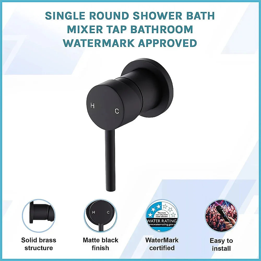 Single Round Shower Bath Mixer Tap Bathroom WATERMARK Approved - Mekamart Australia
