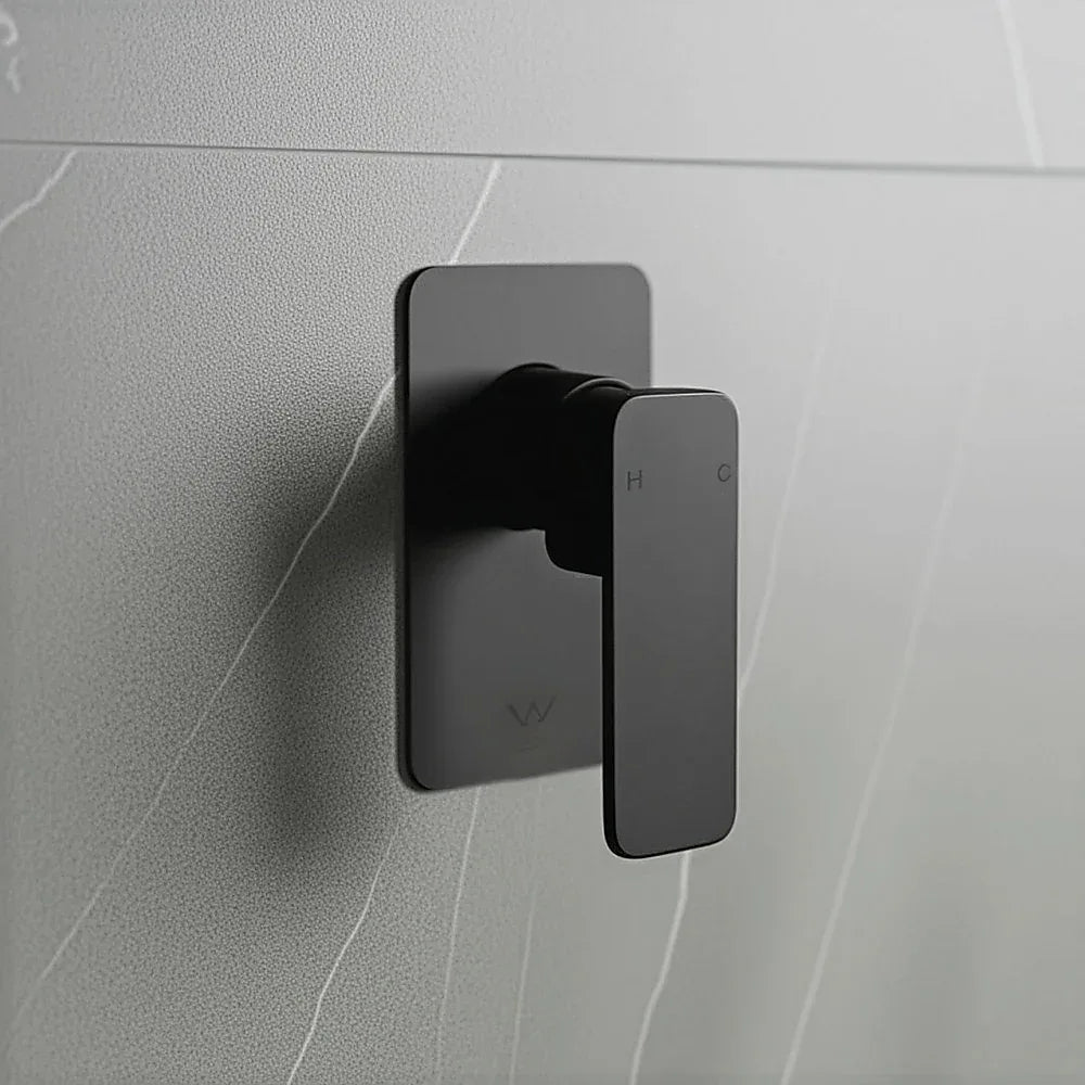 Single Square Shower Bath Mixer Tap Bathroom WATERMARK Approved in Black - Mekamart Australia