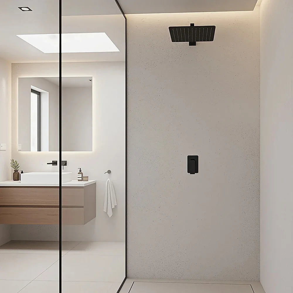 Single Square Shower Bath Mixer Tap Bathroom WATERMARK Approved in Black - Mekamart Australia