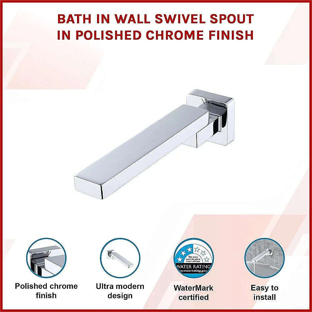 Bath In Wall Swivel Spout in Polished Chrome Finish - Mekamart Australia