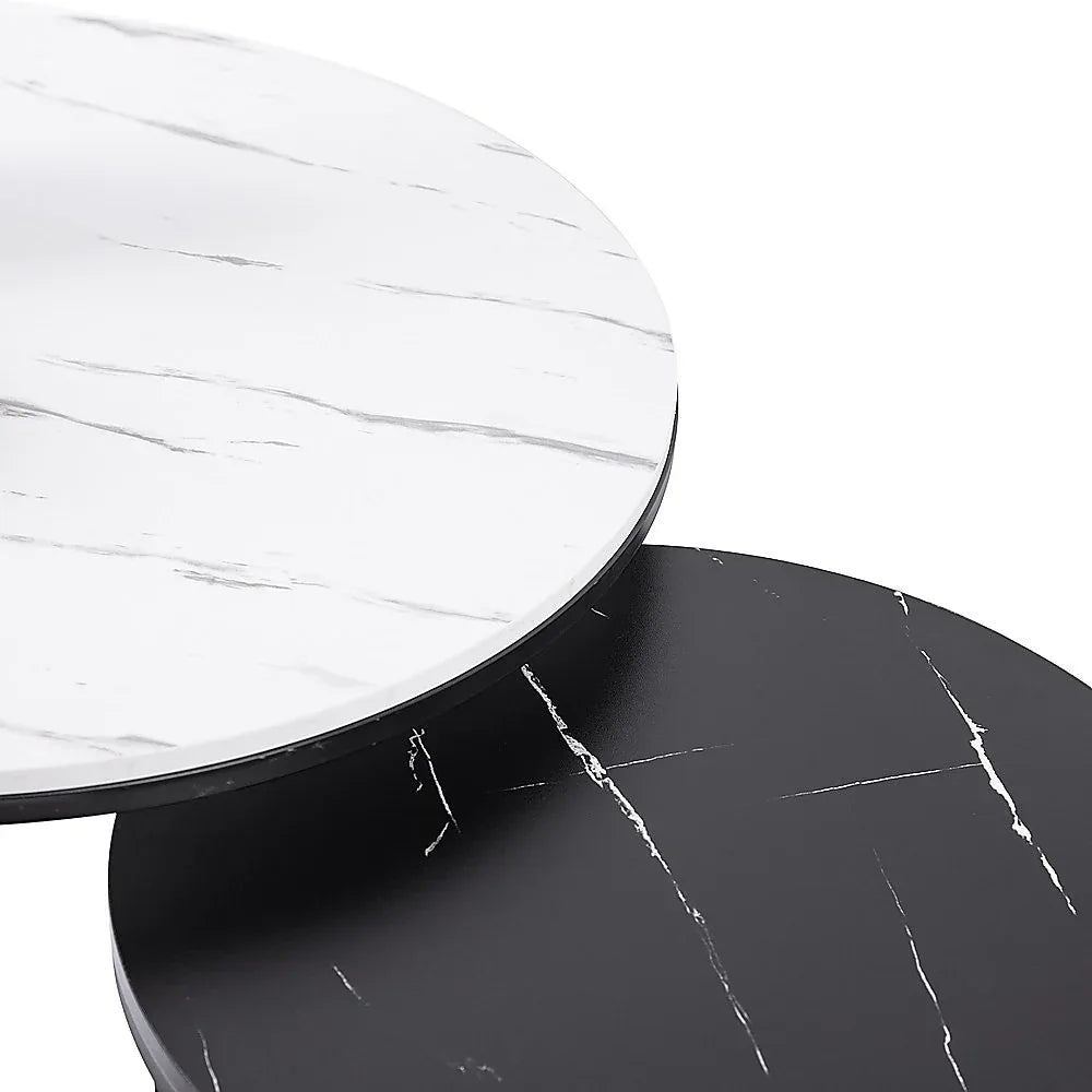 Set of 2 Coffee Table Round Marble Nesting Side End Table Furniture - Mekamart Australia