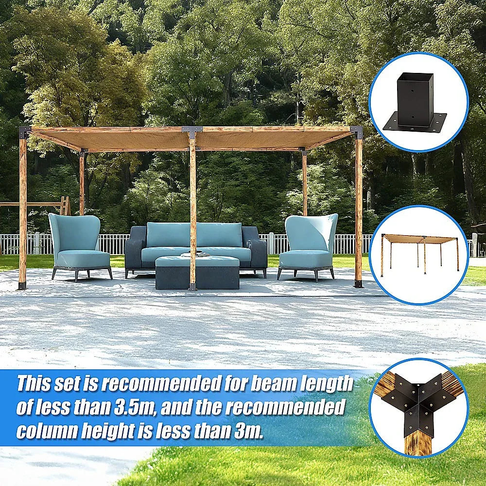 Roof Pergola Gazebo Shed Matte Black Steel Brackets and Coffee Screen DIY Kits - Mekamart Australia