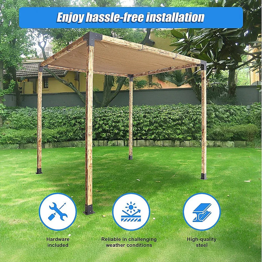 Roof Pergola Gazebo Shed Matte Black Steel Brackets and Coffee Screen DIY Kits - Mekamart Australia