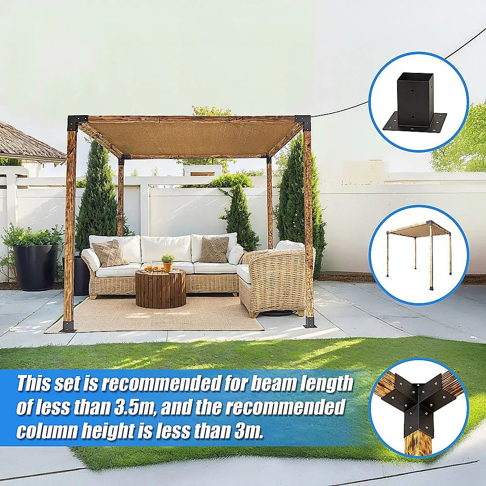 Roof Pergola Gazebo Shed Matte Black Steel Brackets and Coffee Screen DIY Kits - Mekamart Australia