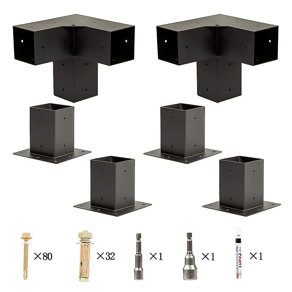 Roof Pergola Gazebo Shed Matte Black Steel Brackets and Black Screen DIY Kits - Mekamart Australia