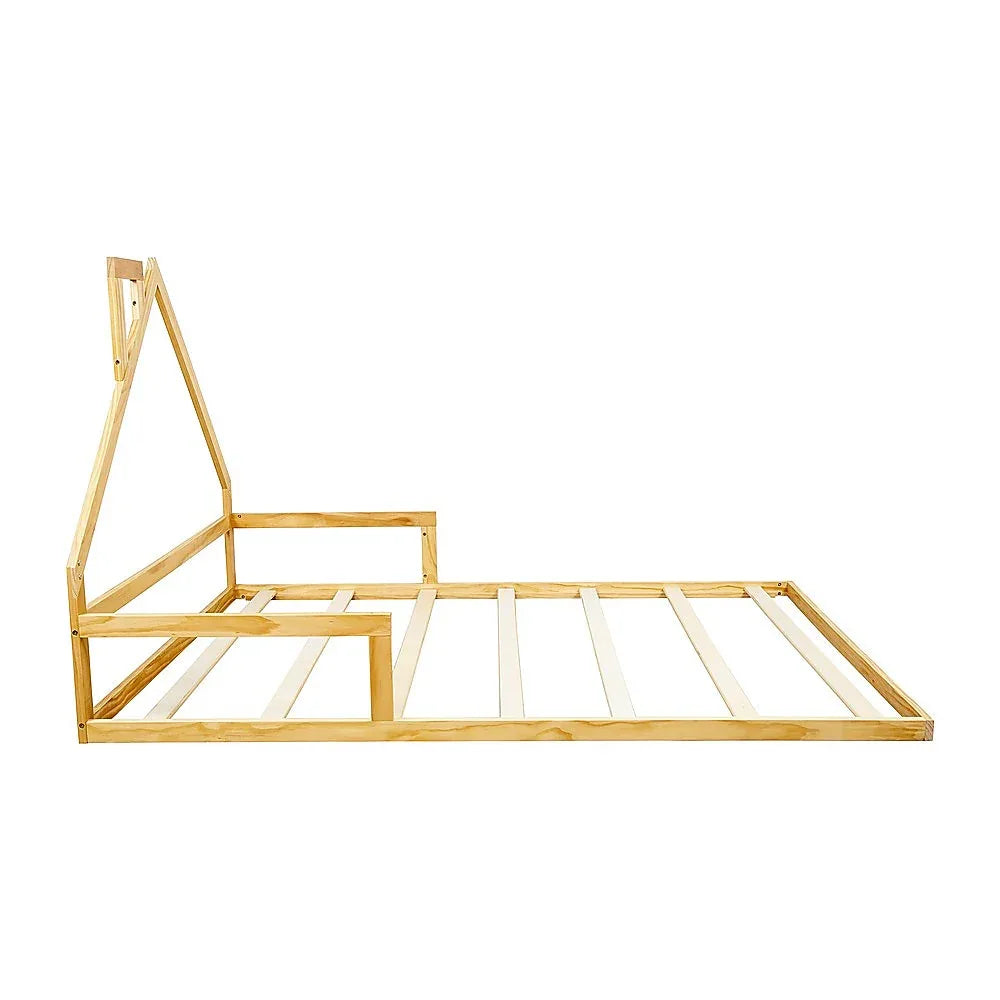Pine Wood Floor Bed House Frame for Kids and Toddlers - Mekamart Australia