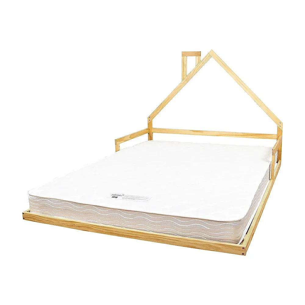 Pine Wood Floor Bed House Frame for Kids and Toddlers - Mekamart Australia
