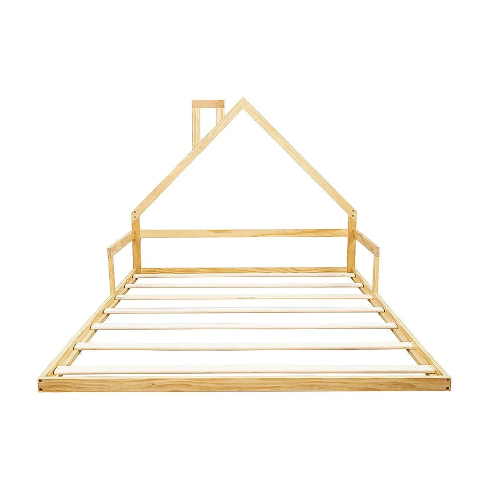 Pine Wood Floor Bed House Frame for Kids and Toddlers - Mekamart Australia