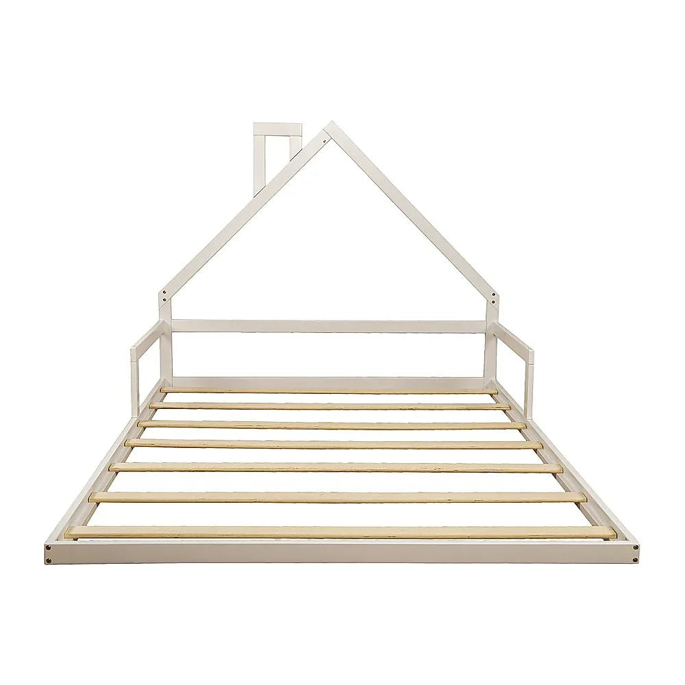 Pine Wood Floor Bed House Frame for Kids and Toddlers - Mekamart Australia