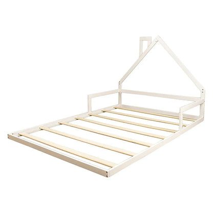 Pine Wood Floor Bed House Frame for Kids and Toddlers - Mekamart Australia
