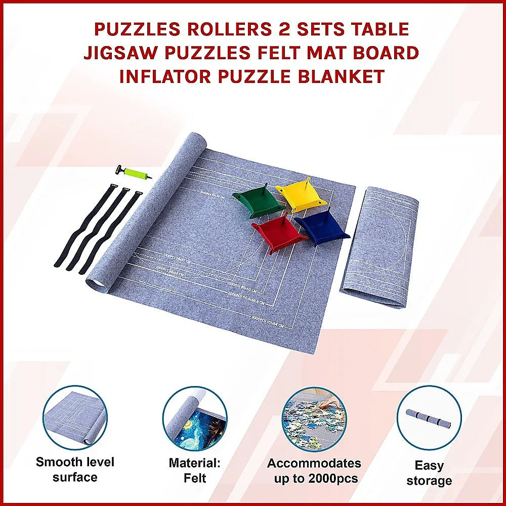 Puzzles Rollers 2 Sets Table Jigsaw Puzzles Felt Mat Board Inflator Puzzle Blanket - Mekamart Australia