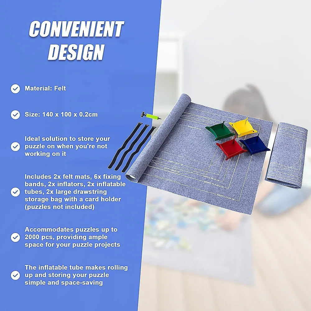 Puzzles Rollers 2 Sets Table Jigsaw Puzzles Felt Mat Board Inflator Puzzle Blanket - Mekamart Australia
