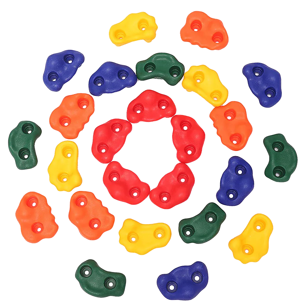 Jungle Gym Rock Climbing Holds Kids Wall Mounting Hardware Knotted Rope 25 Handles Playground - Mekamart Australia