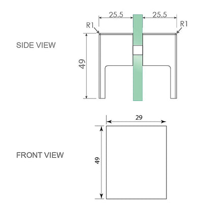 Brass Shower Door Square double pull Handle in Gunmetal - Mekamart Australia