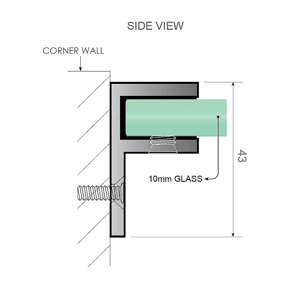 Glass-to-wall/floor Shower Screen F-bracket in Gunmetal - Mekamart Australia