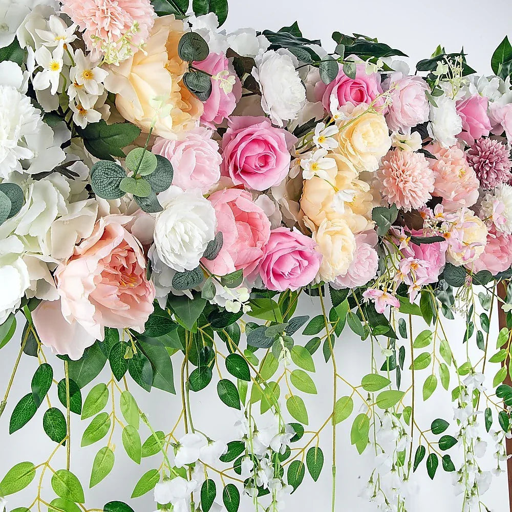 1M Artificial Flower Runner Arrangement Panel Wall Rose DIY Wedding Party Décor - Mekamart Australia
