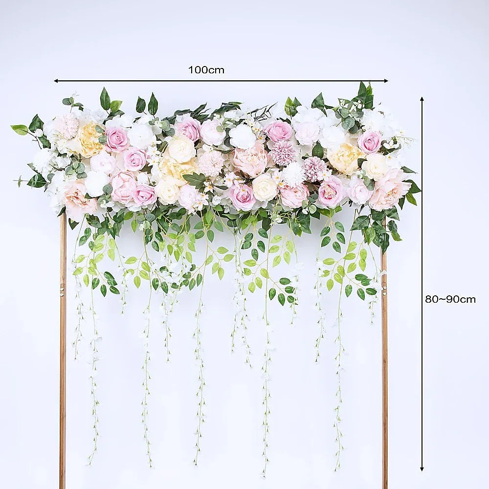1M Artificial Flower Runner Arrangement Panel Wall Rose DIY Wedding Party Décor - Mekamart Australia
