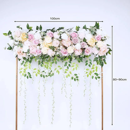 1M Artificial Flower Runner Arrangement Panel Wall Rose DIY Wedding Party Décor - Mekamart Australia
