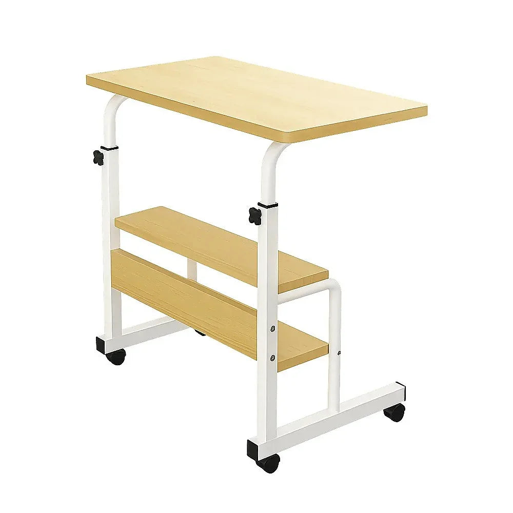 Height Adjustable Rolling Overbed Table – 60cm Mobile Computer & Study Desk on Wheels - Mekamart Australia