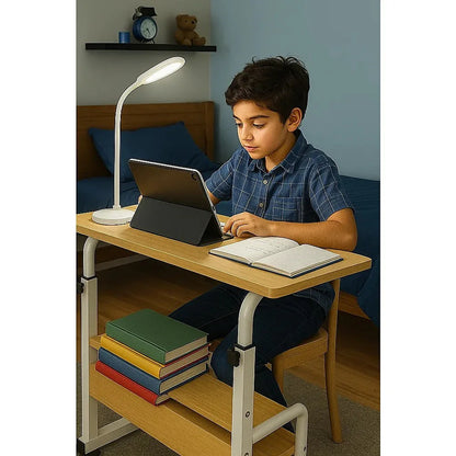 Height Adjustable Rolling Overbed Table – 60cm Mobile Computer & Study Desk on Wheels - Mekamart Australia