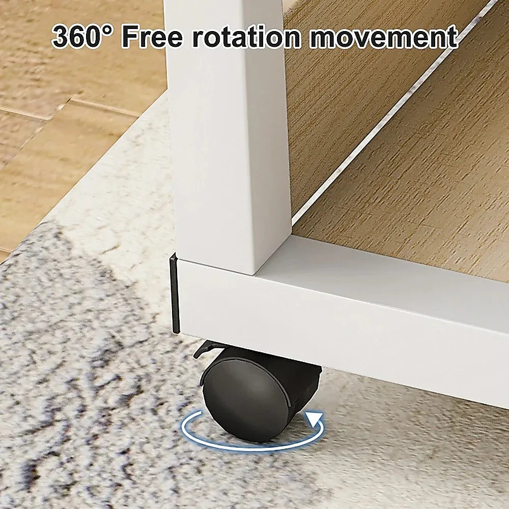 Height Adjustable Rolling Overbed Table – 60cm Mobile Computer & Study Desk on Wheels - Mekamart Australia