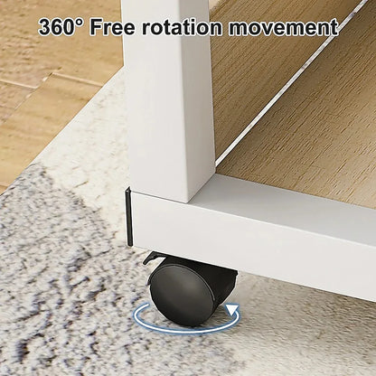Height Adjustable Rolling Overbed Table – 60cm Mobile Computer & Study Desk on Wheels - Mekamart Australia