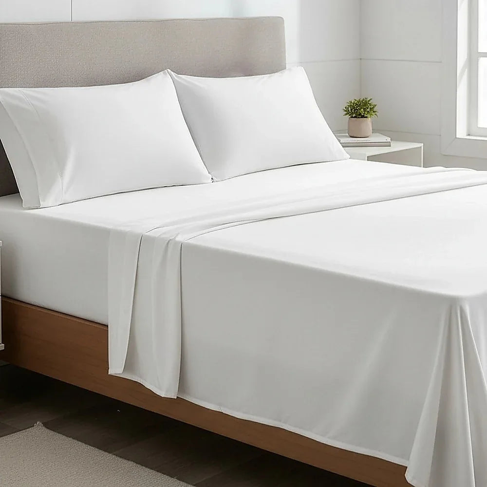 King Bed Sheet Set – 1800 Series Microfiber, Deep Pocket, Soft & Breathable, White - Mekamart Australia