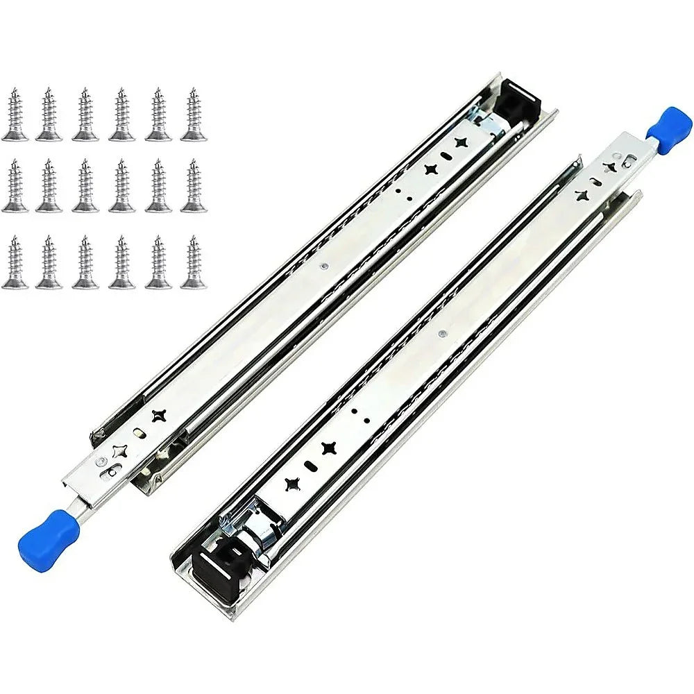 2 x 125kg Heavy Duty Locking Drawer Slides – Industrial Drawer Runners Pair - Mekamart Australia
