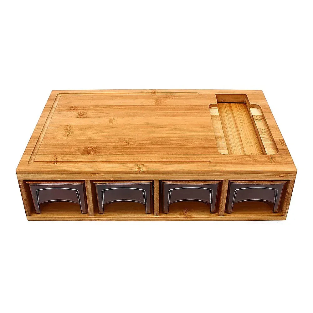 Bamboo Cutting Board Set with Graters & Containers – Food Prep Station - Mekamart Australia