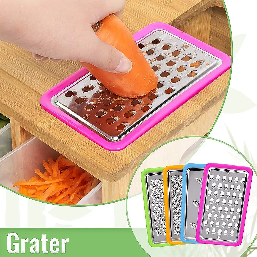 Bamboo Cutting Board Set with Graters & Containers – Food Prep Station - Mekamart Australia