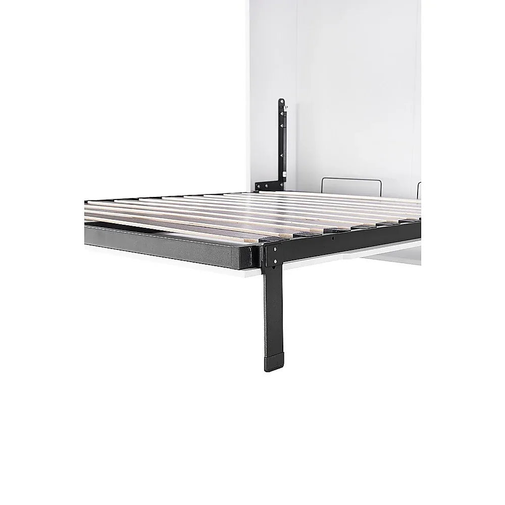 Double Wall Bed in White – Space Saving Murphy Bed Kit with Black Door Handle - Mekamart Australia