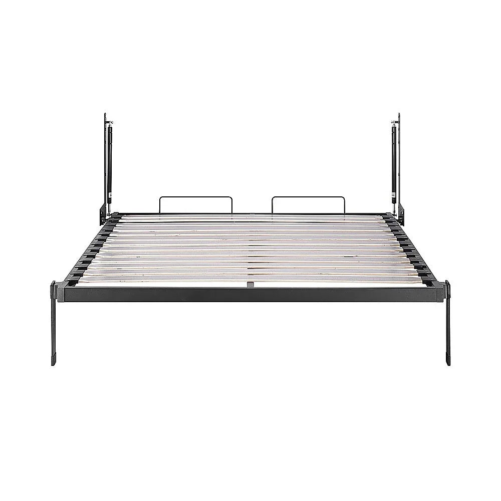 Double Wall Bed in White – Space Saving Murphy Bed Kit with Black Door Handle - Mekamart Australia