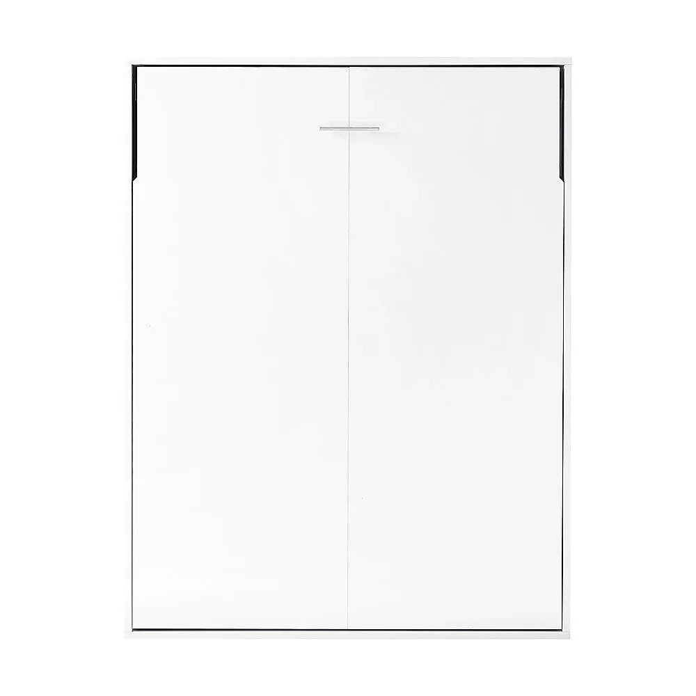 Double Wall Bed in White – Space Saving Murphy Bed Kit with Black Door Handle - Mekamart Australia