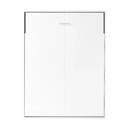 Double Wall Bed in White – Space Saving Murphy Bed Kit with Black Door Handle - Mekamart Australia