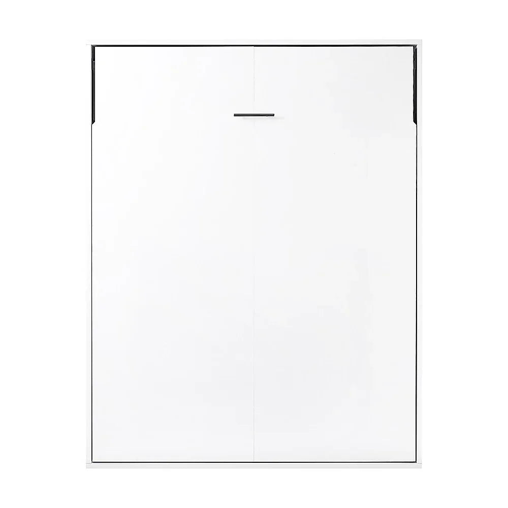 Queen Wall Bed in White – Space Saving Murphy Bed Kit with Black Door Handle - Mekamart Australia