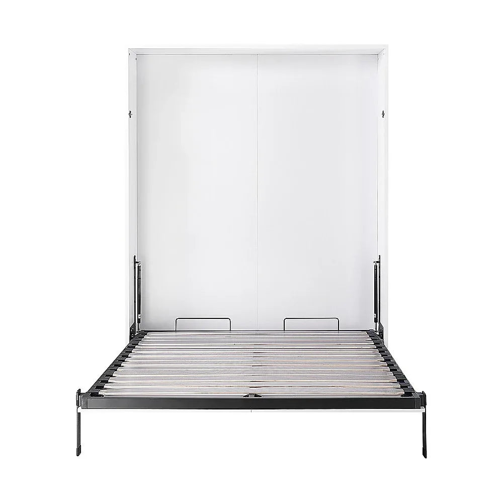Queen Wall Bed in White – Space Saving Murphy Bed Kit with Gold Door Handle - Mekamart Australia