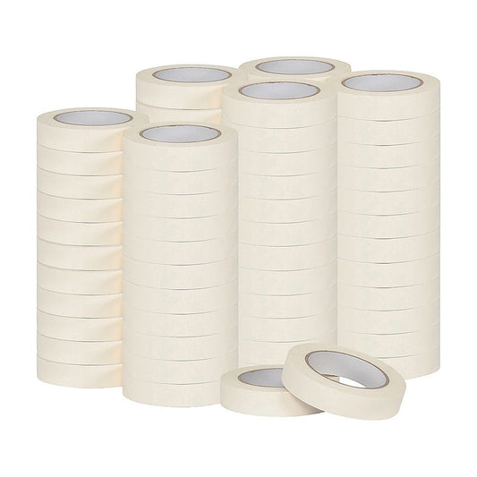 72 x White Masking Tape Rolls – 24mm x 50m Painters Adhesive Tape for Painting