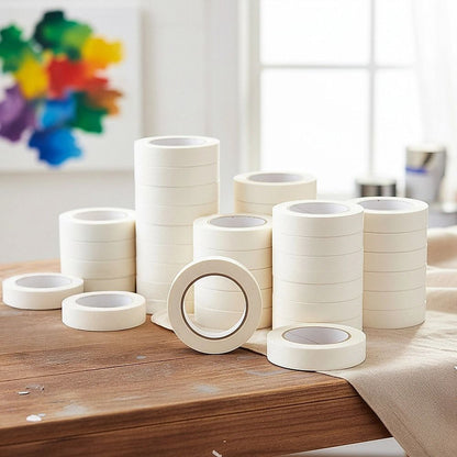 72 x White Masking Tape Rolls – 24mm x 50m Painters Adhesive Tape for Painting