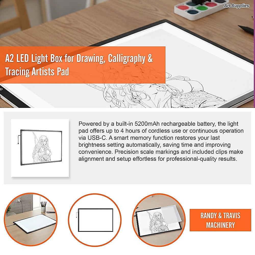 A2 LED Light Box for Drawing, Calligraphy & Tracing Artists Pad